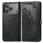 Premium Leather 3D Engraved Flip Wallet Case for iPhone 17 Series