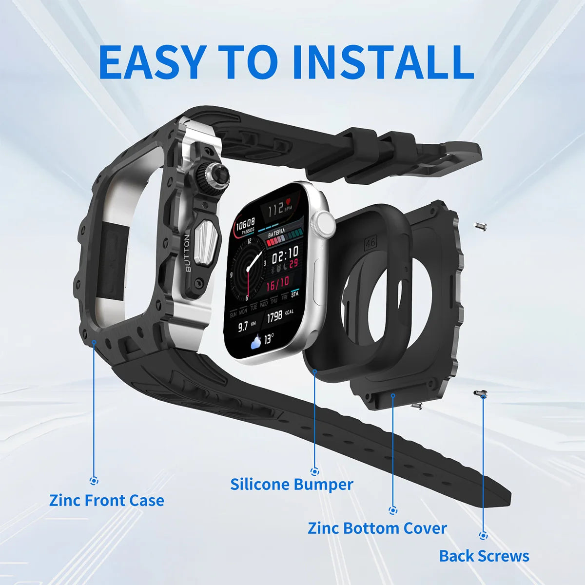 Apple Watch Series 11 (46mm) Modification Kit With Zinc Case and Sport Band
