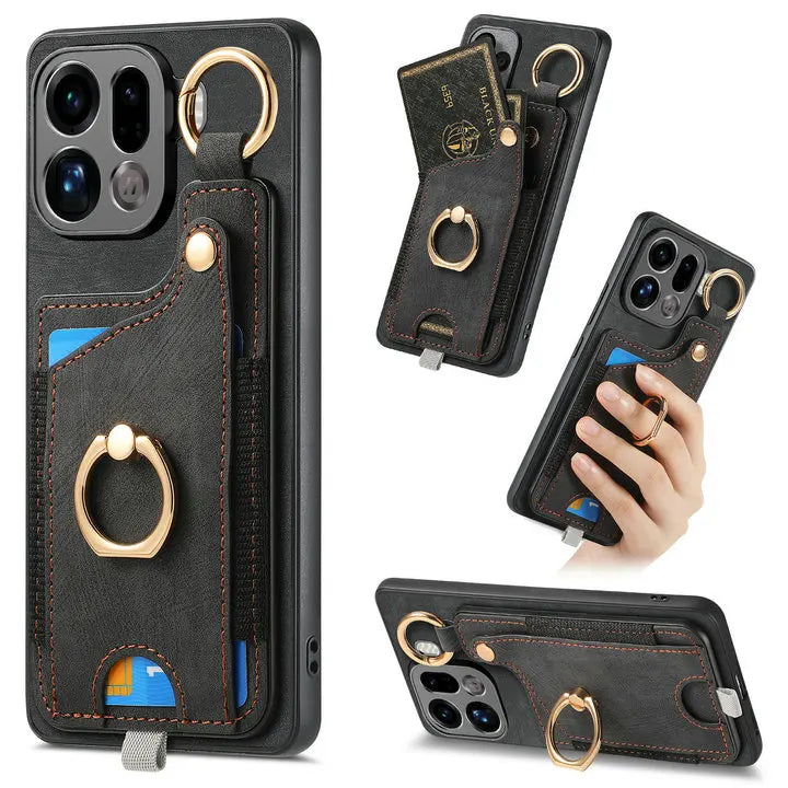 Luxury Leather Wallet Case for OPPO Find X9 / X9 Pro