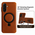 Genuine Leather Case with 90° Rotating Magnetic Bracket Stand for Samsung Galaxy A26