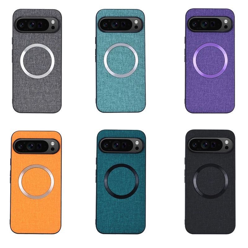 Fabric Cloth Texture Magnetic Case for Google Pixel 9 Series