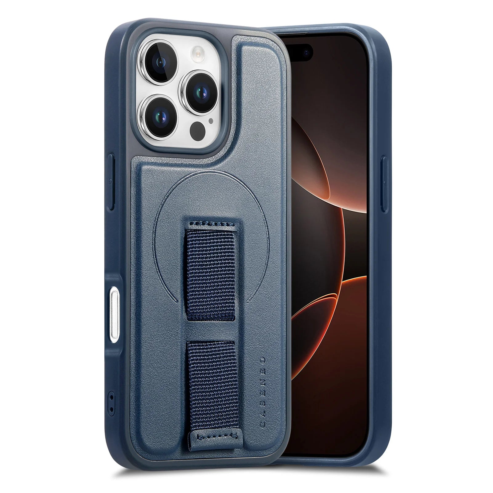 iPhone 16 Series Leather MagSafe Case with Wrist Strap