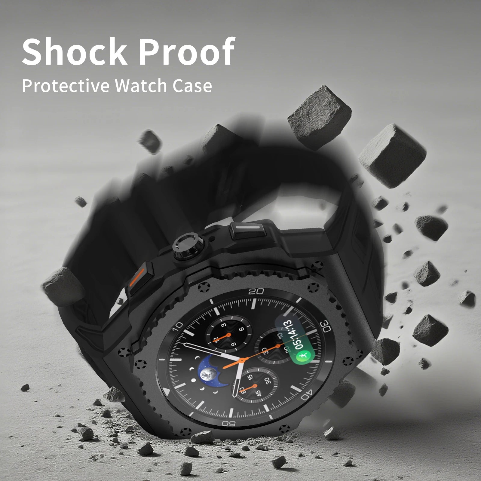 Luxury Stainless Steel Tactical Case and Silicone Sport Band Modification Kit for Samsung Galaxy Watch 8 Classic