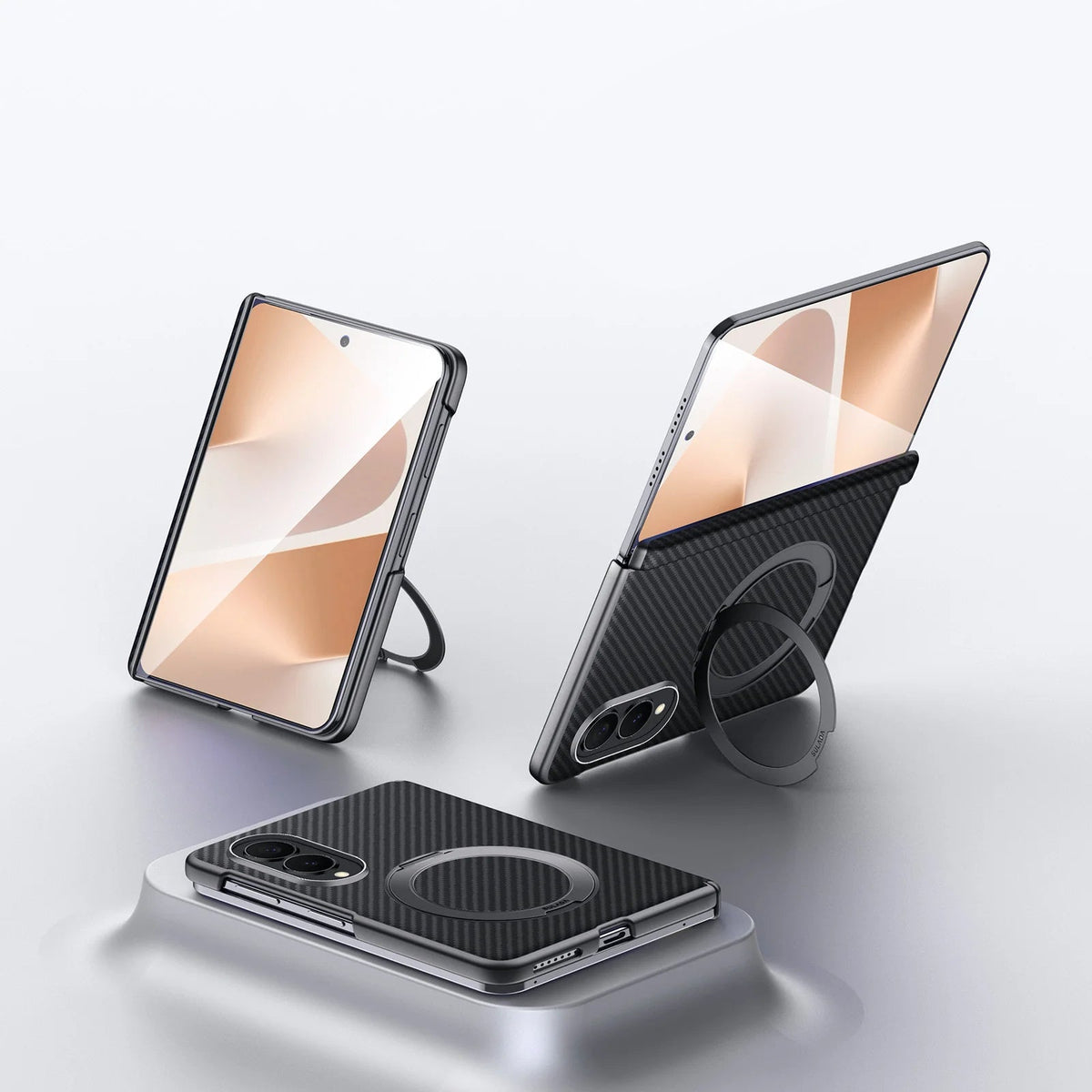 Slim Carbon Fiber Magnetic Case with 360° Rotating Kickstand for Samsung Galaxy Z Fold 8