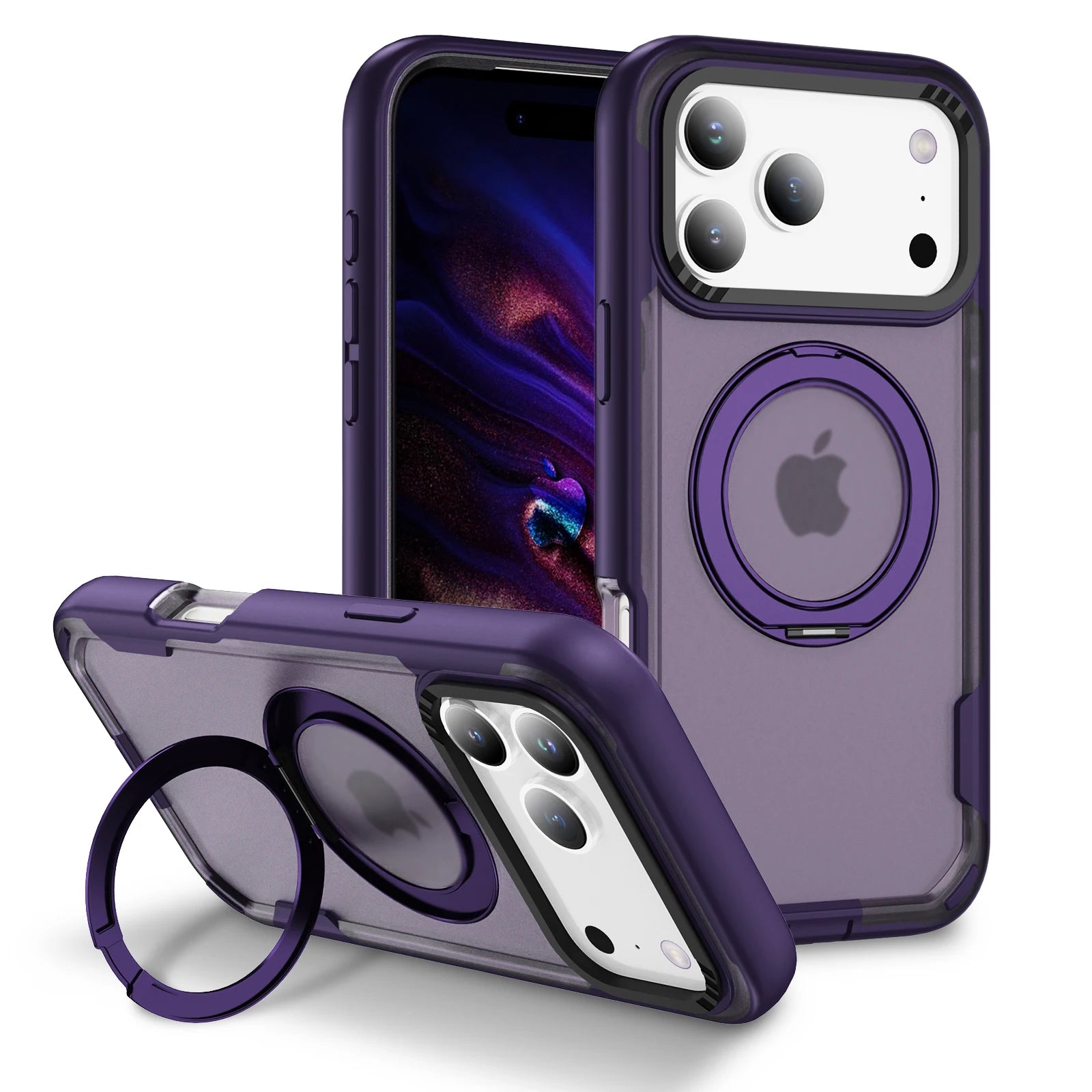 Shockproof Luxury Matte MagSafe Case with Ring Holder for iPhone 17 Series