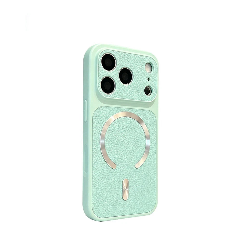 Shockproof Lychee PU Leather MagSafe Case for iPhone 17 Series