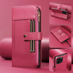 Samsung Galaxy S24 Series Leather Phone Case with Crossbody Strap and Zipper Wallet