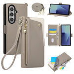 Crossbody Leather Wallet Case with Zipper Card Holder for Samsung Galaxy Z Fold 8 Ultra