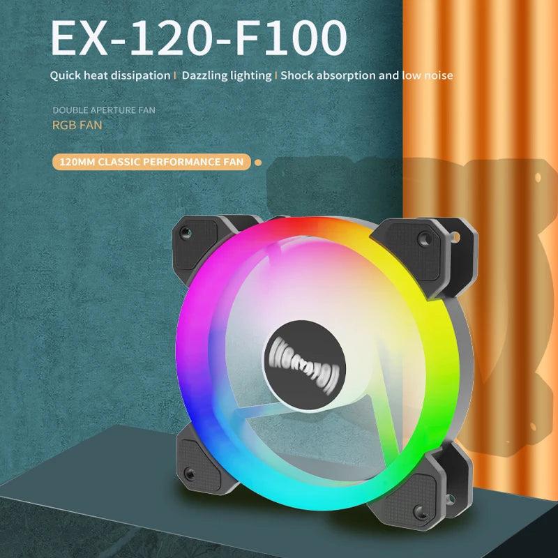 OUYUANSU 120mm LED Color Light Double Aperture Fan