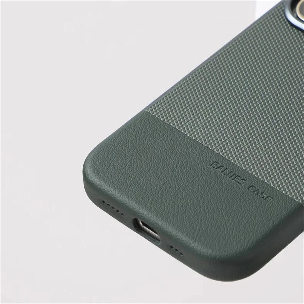 Luxury Business Hit Color Relief Leather MagSafe Case for iPhone 16 Series