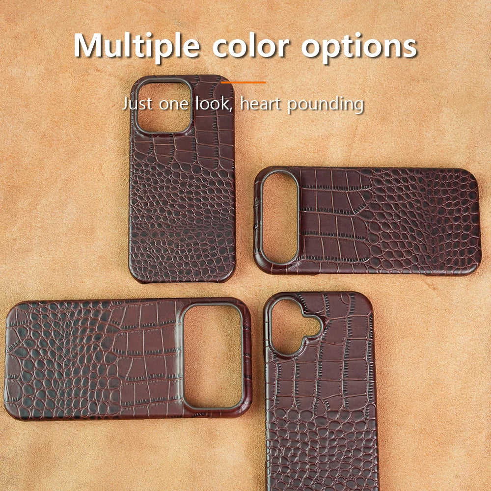 Natural Cowhide Leather MagSafe Case for iPhone 17 Series