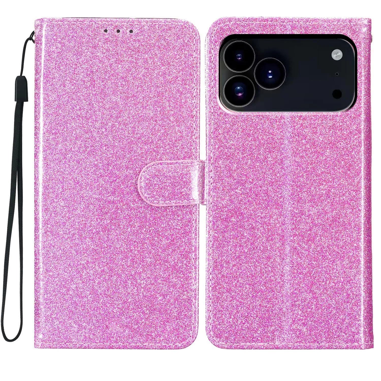 Glitter Magnetic Cards Slot Leather Wallet Case For iPhone 17 Series