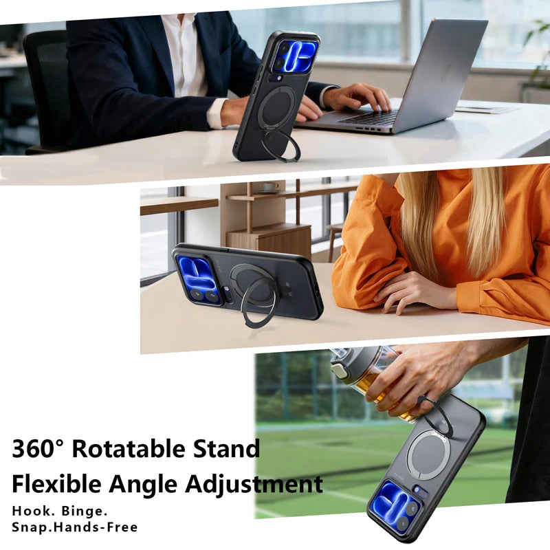 Shockproof Matte Case with 360° Rotating Magnetic Ring Stand for Xiaomi 18 Series