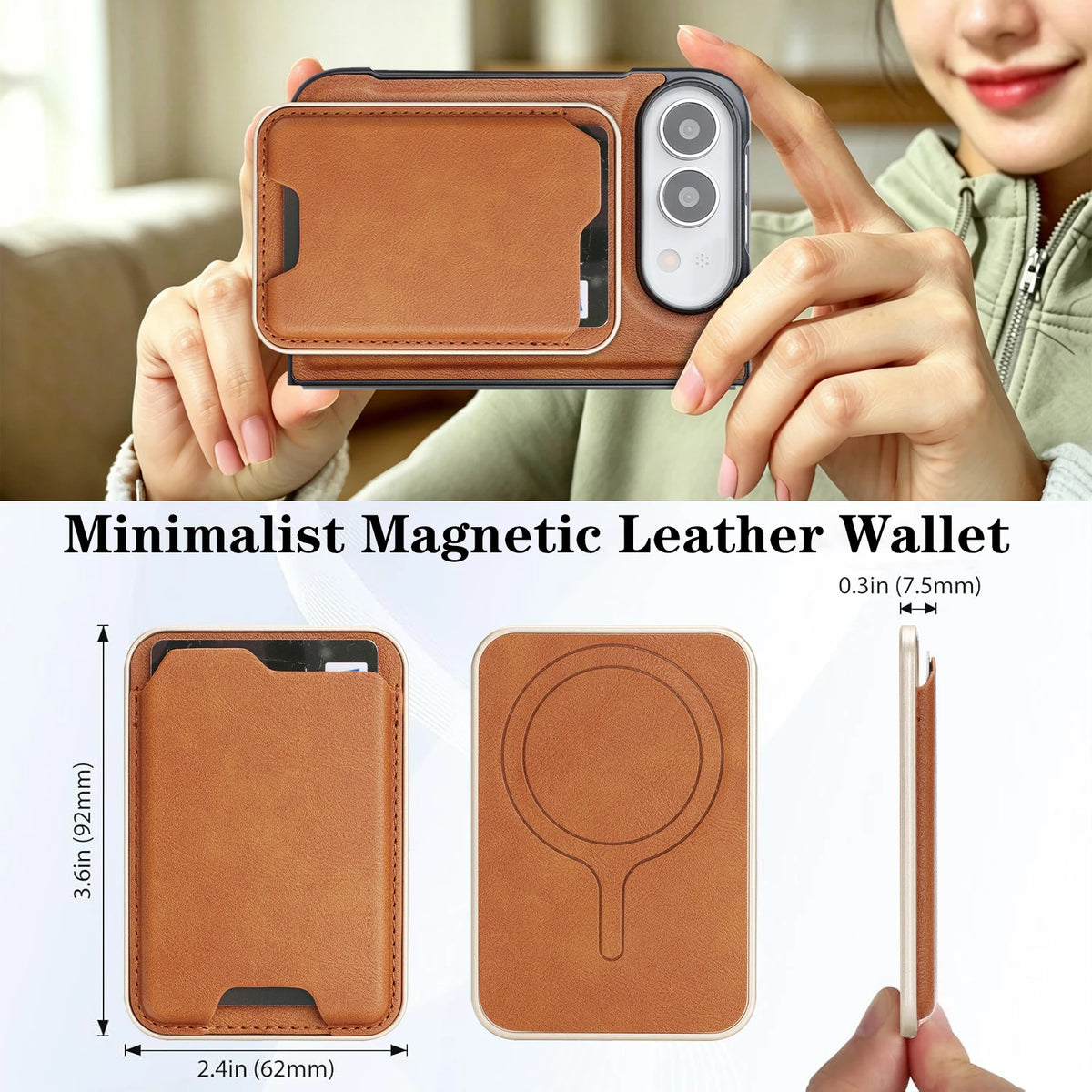 Shockproof Leather MagSafe Case with Detachable Card Holder for iPhone Duo