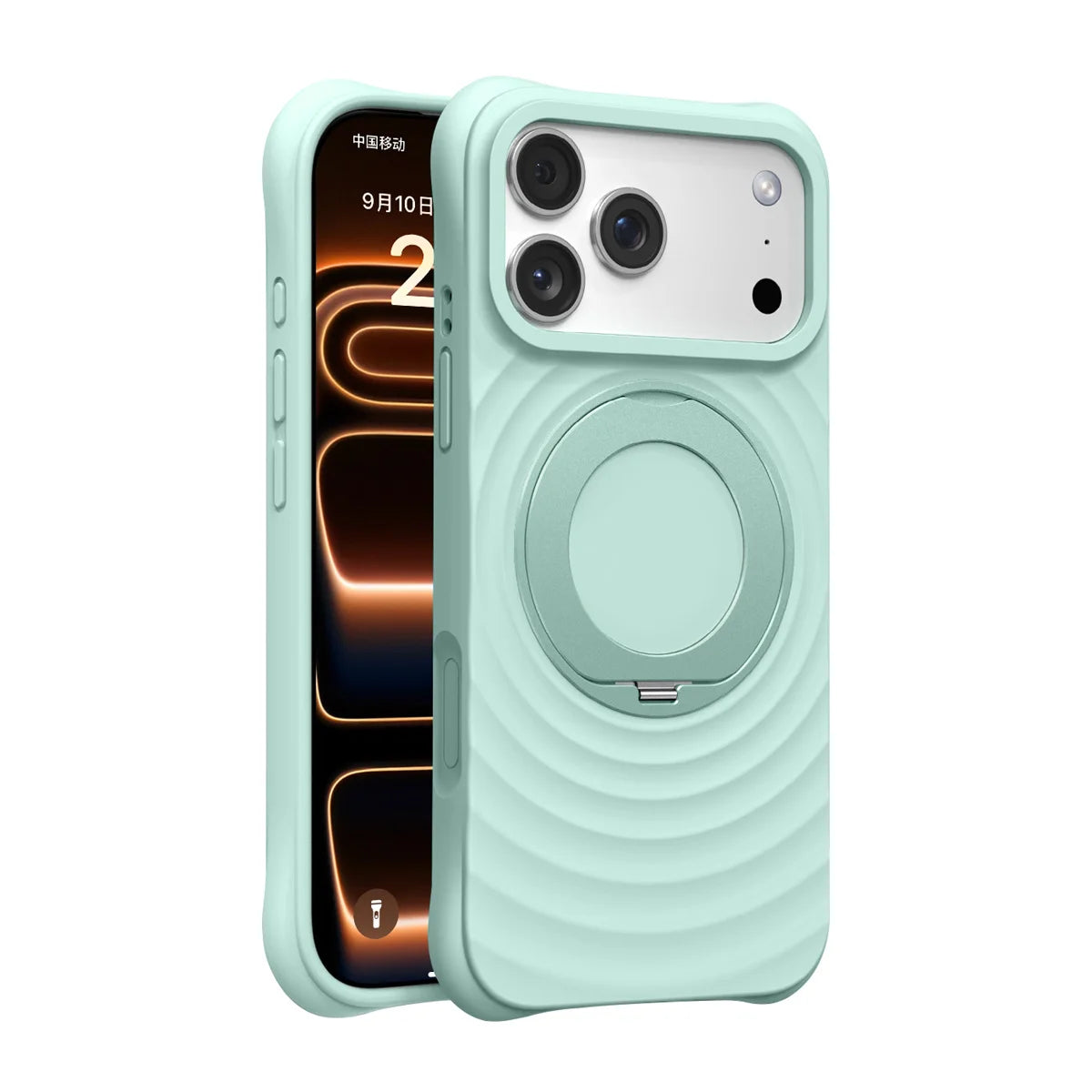 Water Ripple Silicone Case with 360-Degree Holder for iPhone 17 Series