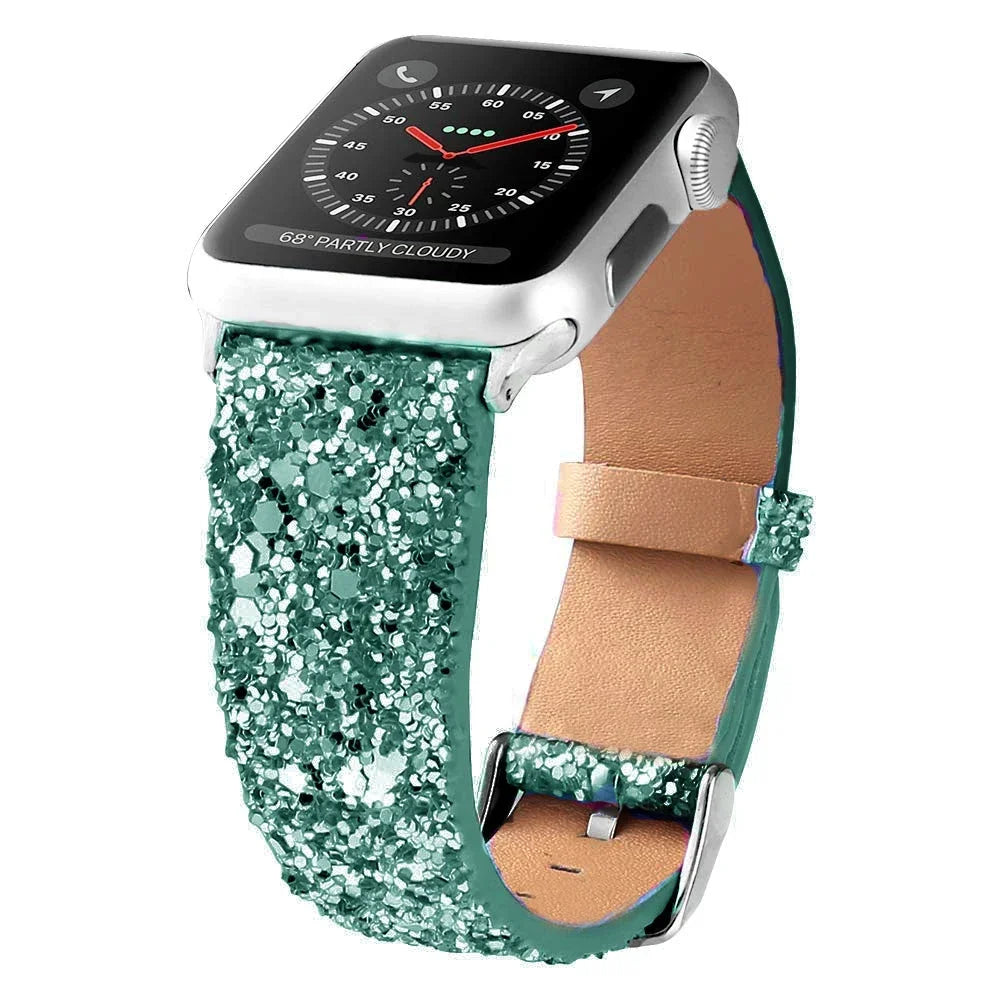 Luxury Shiny Glitter Leather Strap for Apple Watch