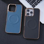 Soft Edge Leather Plating MagSafe Case for iPhone 16 Series