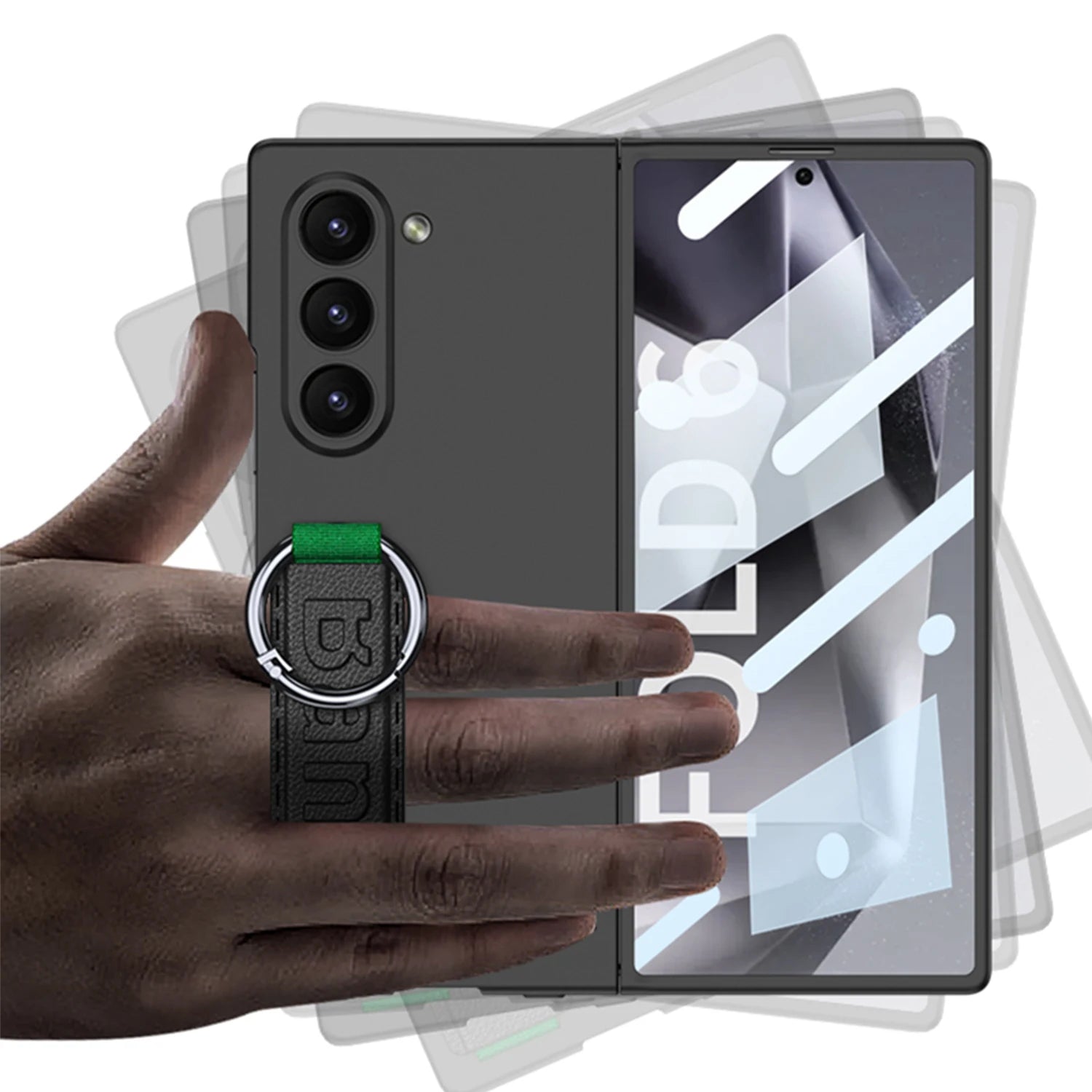 Shockproof Hard PC Case with Wrist Strap Ring for Samsung Galaxy Z Fold 6