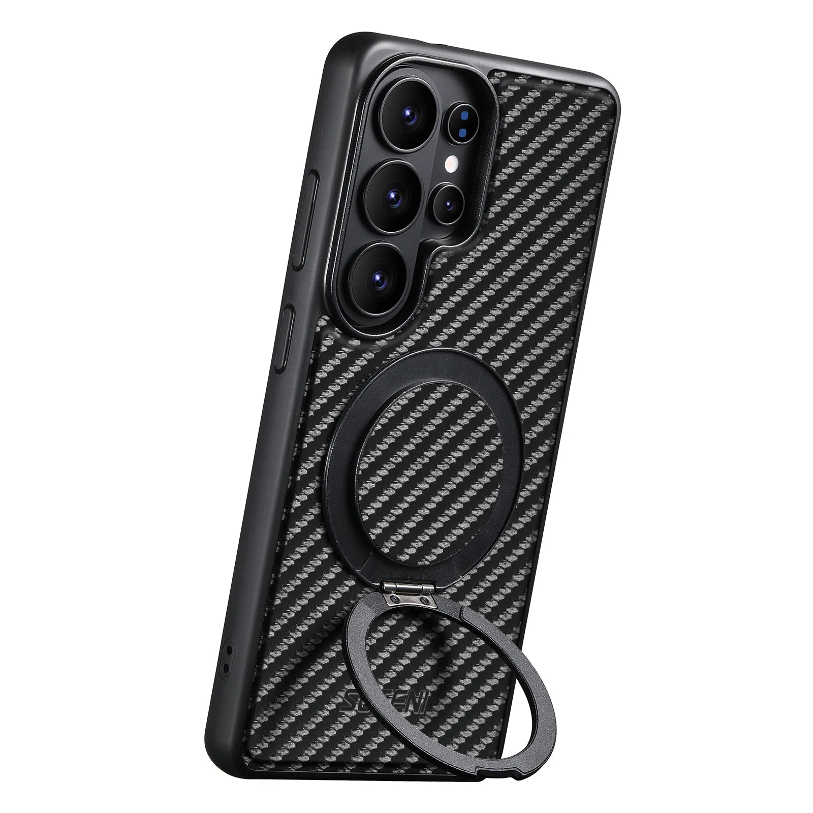 Premium Carbon Fiber Style Magnetic Leather Case for Samsung Galaxy S26 Ultra