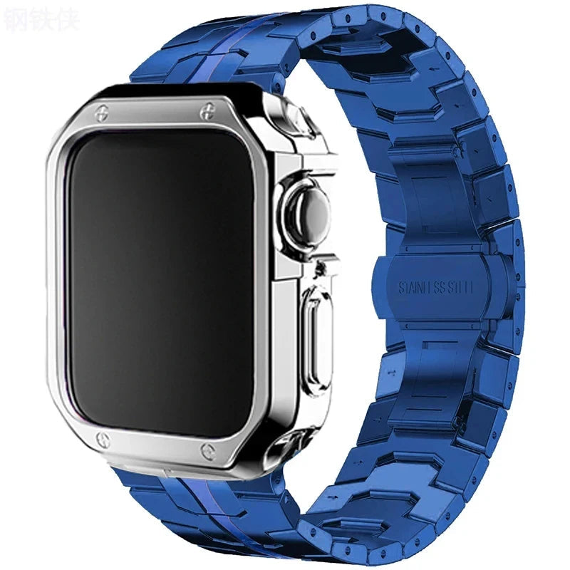 Stainless Steel Link Strap + TPU Case Combo for Apple Watch