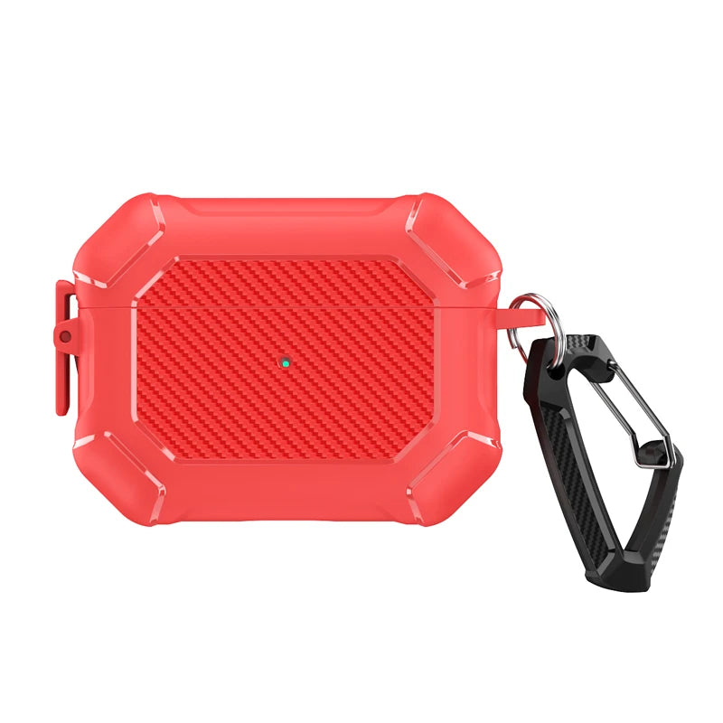 Carbon Fiber Shockproof Case with Side Switch & Hook for AirPods Pro