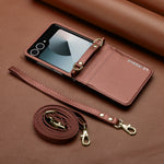 Samsung Galaxy Z Flip 5 Wallet Case with Strap and Card Holder
