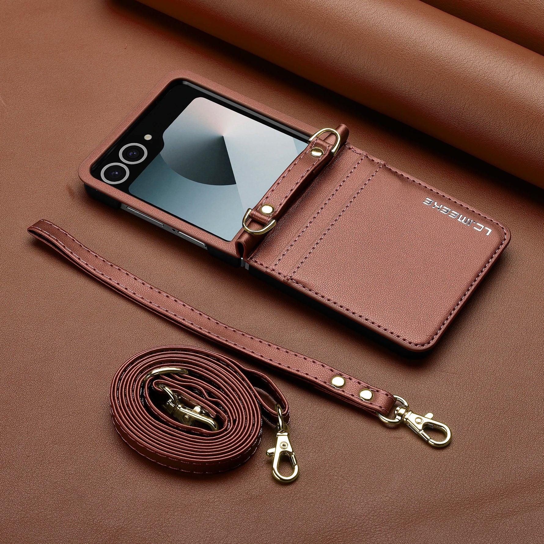 Samsung Galaxy Z Flip 5 Wallet Case with Strap and Card Holder