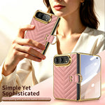 Chevron Quilted Leather Case with Ring Holder and Screen Protector for iPhone Duo