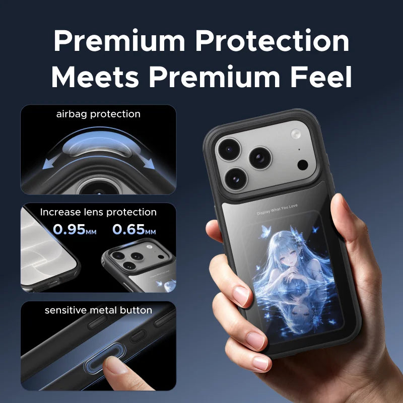 E-Ink Display Case with Airbag Corner Protection for iPhone 18 Series