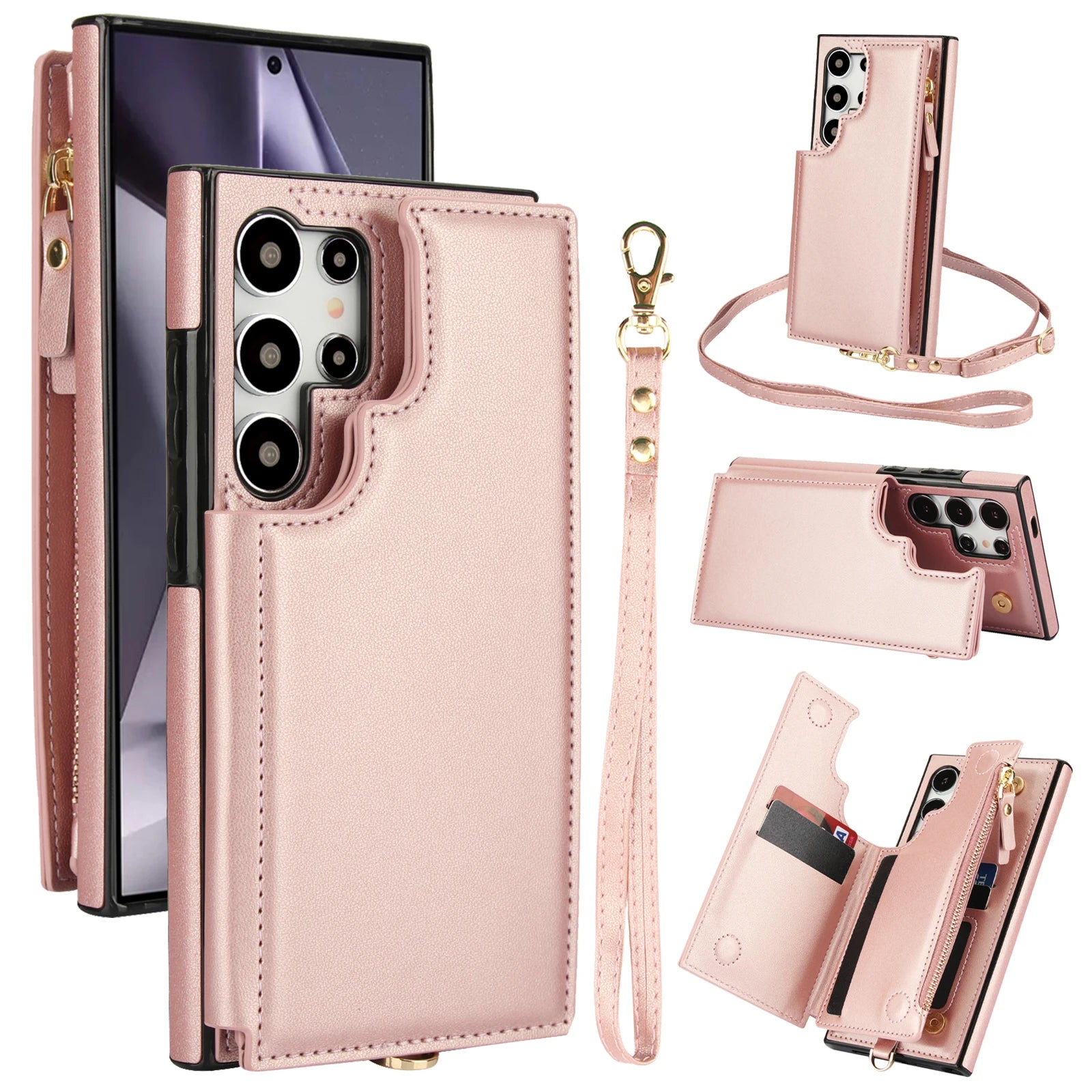 Crossbody Leather Flip Wallet Case for Samsung Galaxy S25 Series