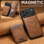 iPhone 17 Series MagSafe Leather Case with Detachable Card Sloth