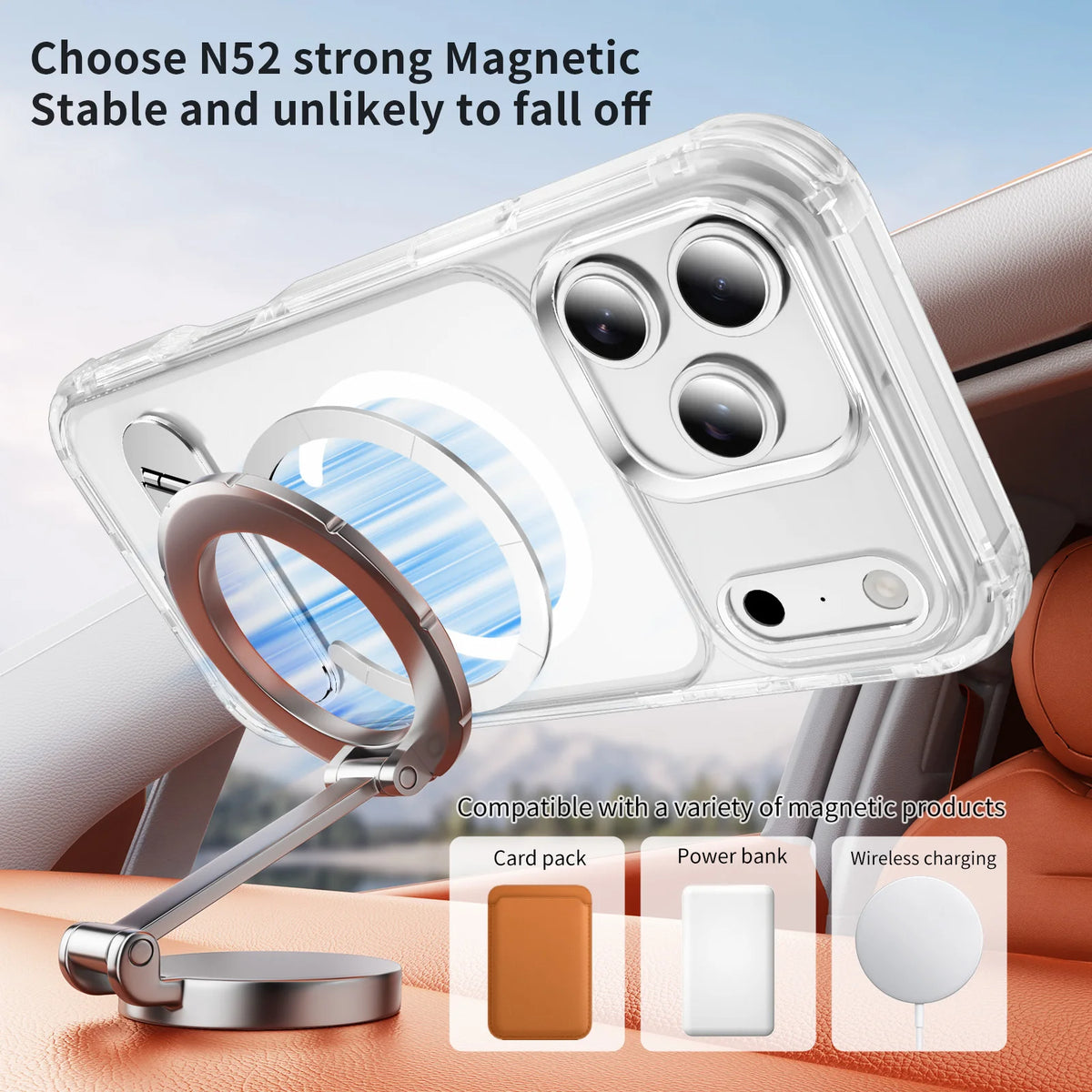 Clear Acrylic MagSafe Case with Kickstand for iPhone 18 Series