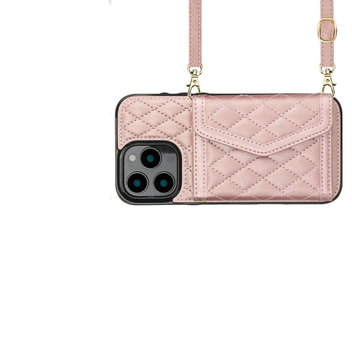 Crossbody Leather Wallet Case with Card Slots & Lanyard for iPhone 16 Series