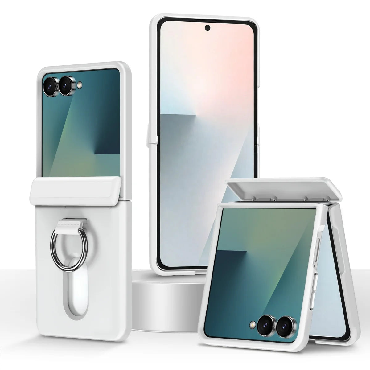 2-Card Wallet Flip Case with Rotating Finger Ring for Samsung Galaxy Z Flip 8