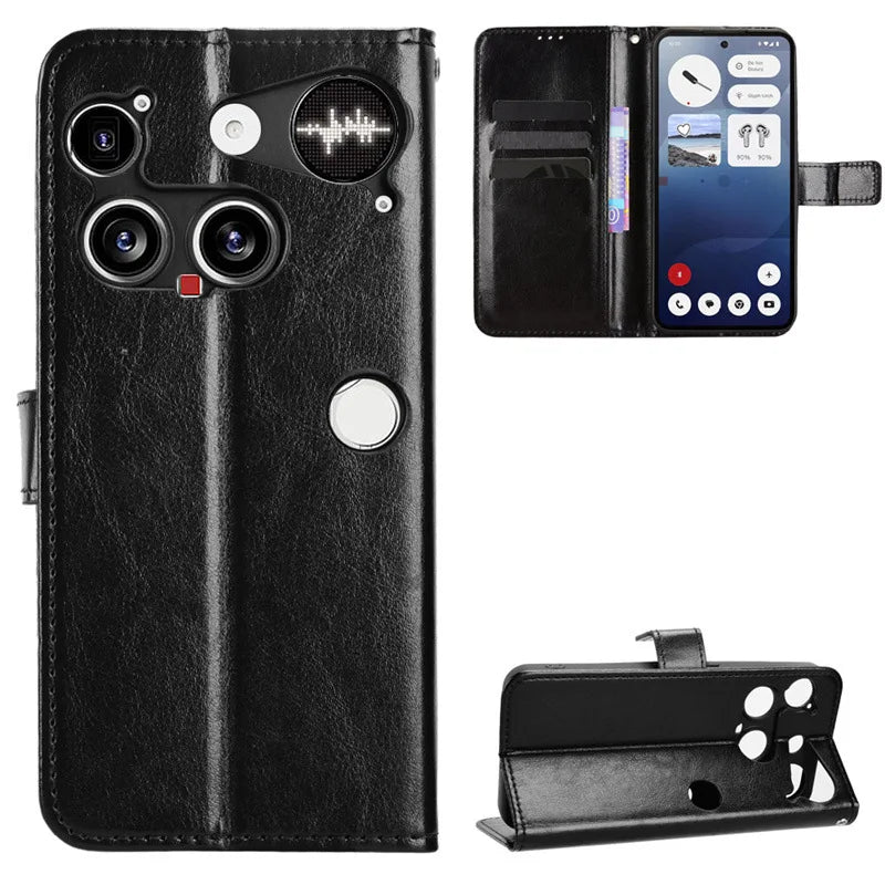 Nothing Phone 3 Protective Leather Wallet Case with Kickstand
