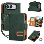 Leather Flip Wallet Case with U-Shaped Magnetic Buckle for iPhone Duo