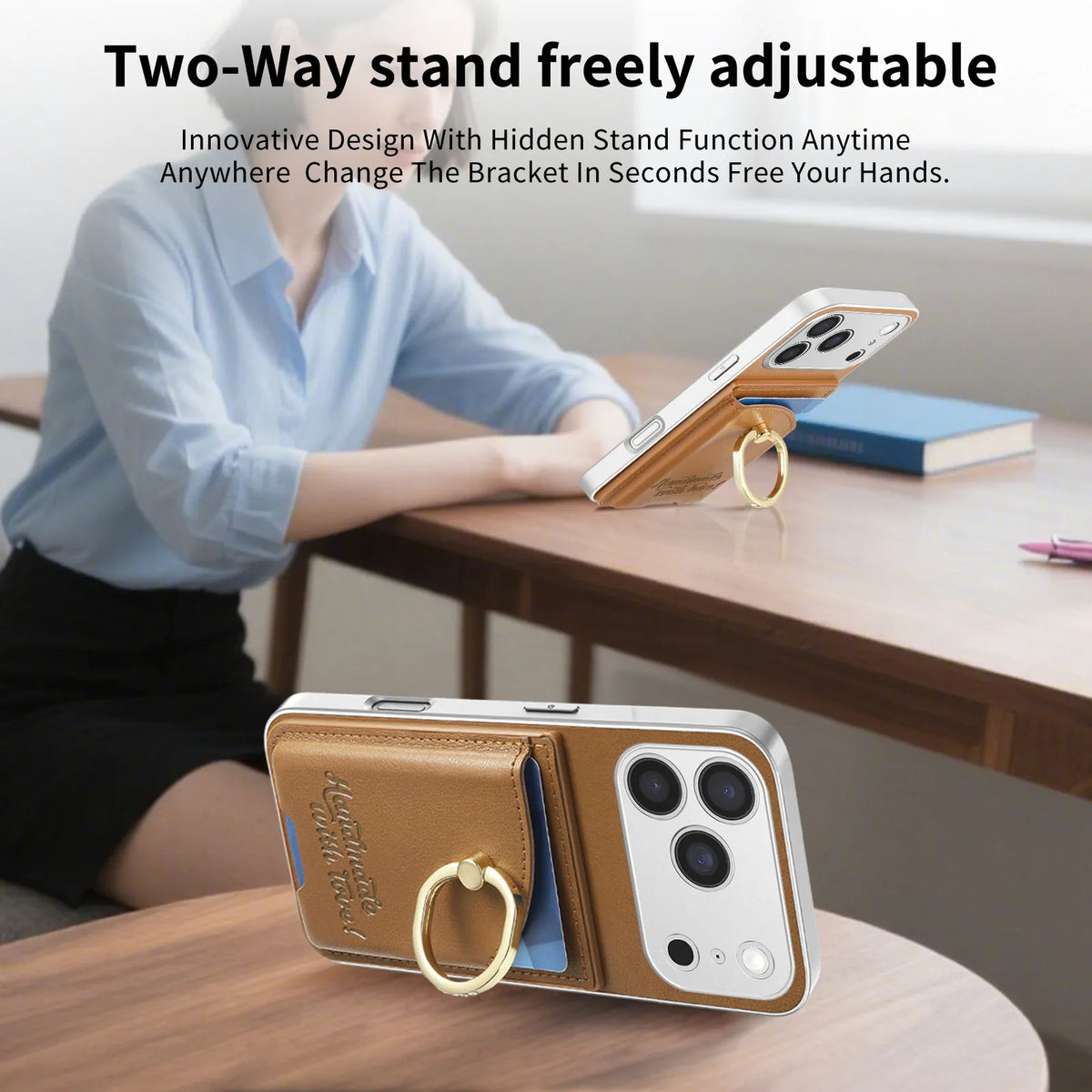 Leather Rotatable Ring Holder Case With Kickstand for iPhone 18 Series