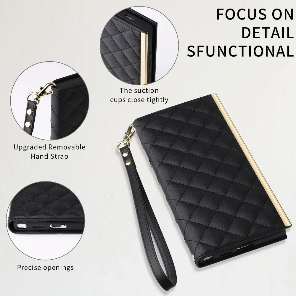 Rhombus PU Leather Crossbody Wallet Case for Samsung Galaxy S24 Series