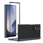 Samsung Galaxy Z Fold7 Matte Leather Case with Gold Edges & Durable Film