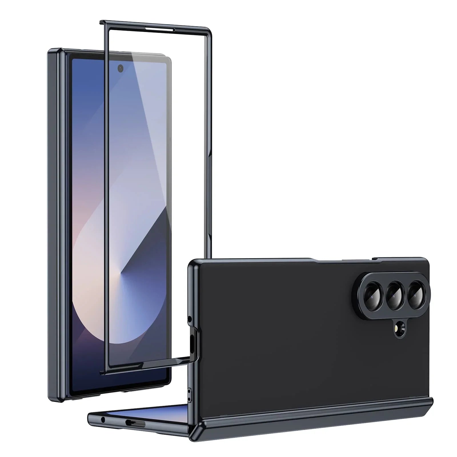 Samsung Galaxy Z Fold7 Matte Leather Case with Gold Edges & Durable Film