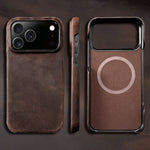 Retro Luxury Genuine Leather MagSafe Case for iPhone 17 Series
