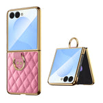 Diamond Grid Leather Magnetic Case with Ring Holder for Samsung Galaxy Z Flip 8