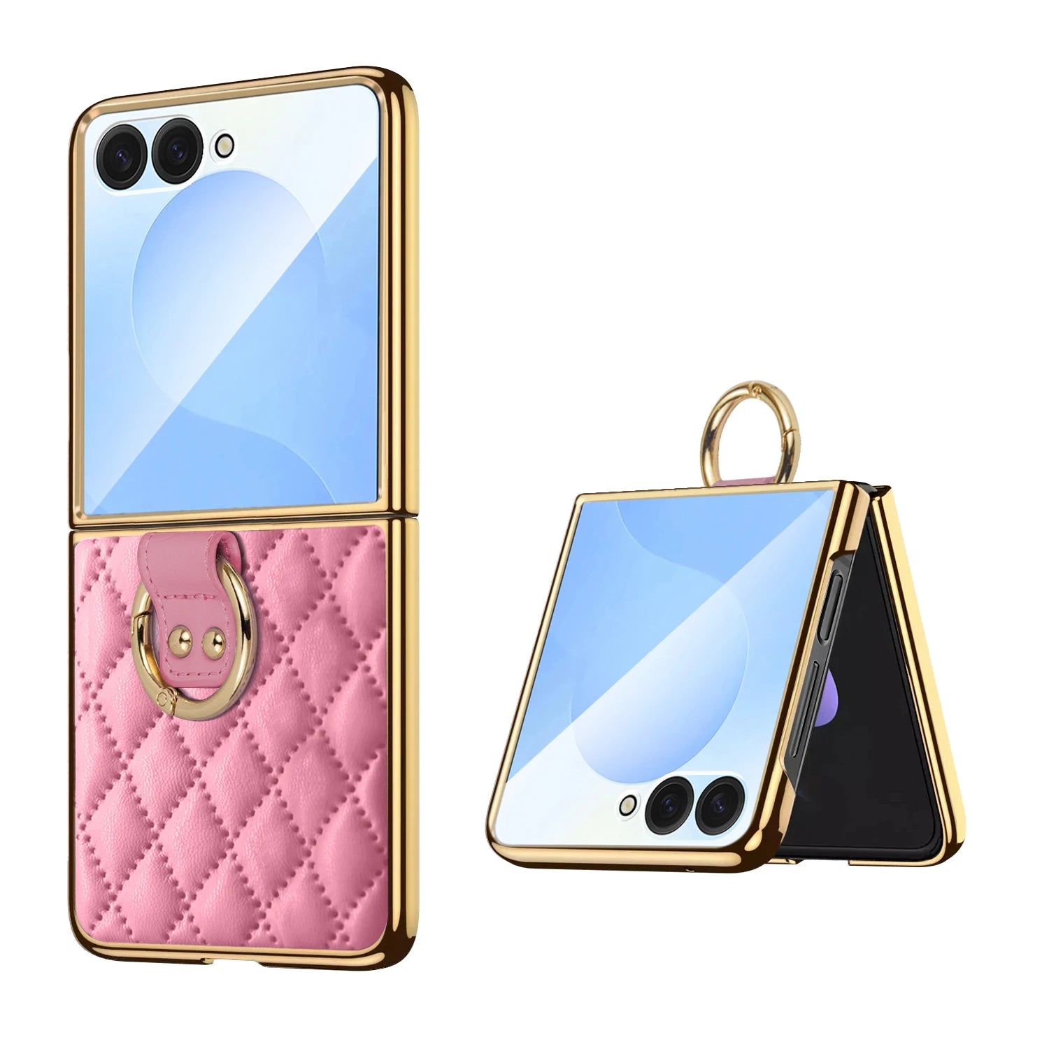 Diamond Grid Leather Magnetic Case with Ring Holder for Samsung Galaxy Z Flip 8