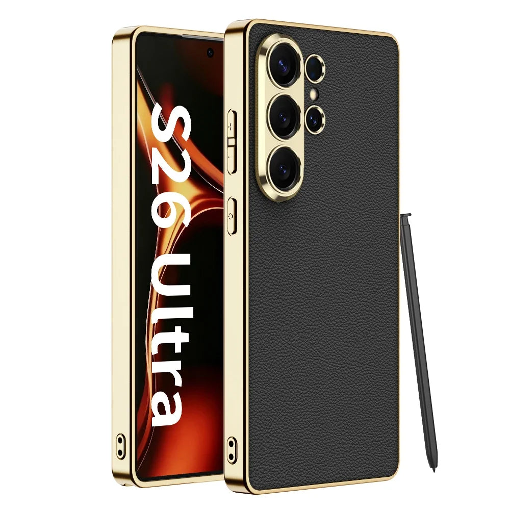 Luxury Electroplated Leather Case for Samsung Galaxy S26 Ultra