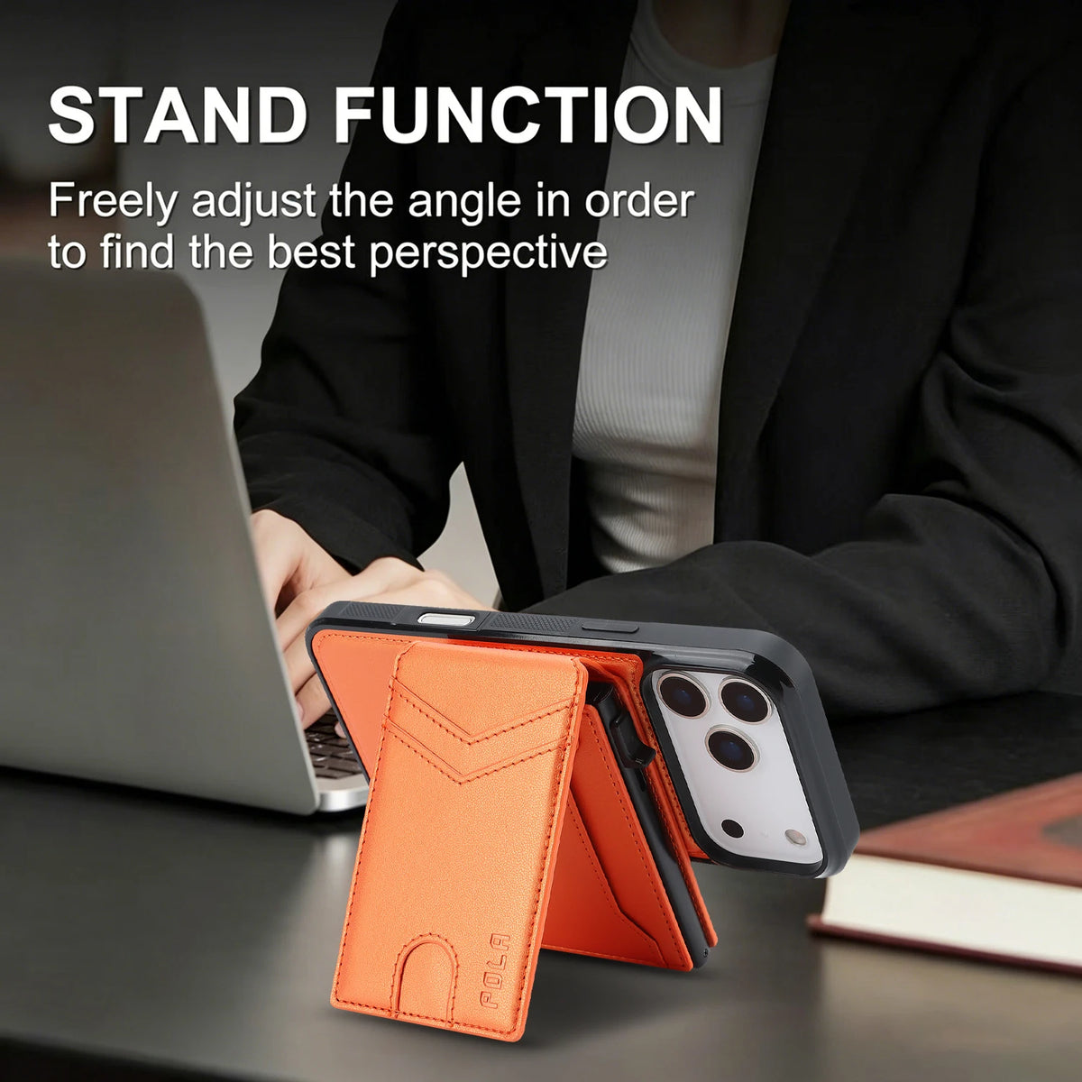 Leather Detachable MagSafe Card Holder Case with Kickstand for iPhone 18 Series