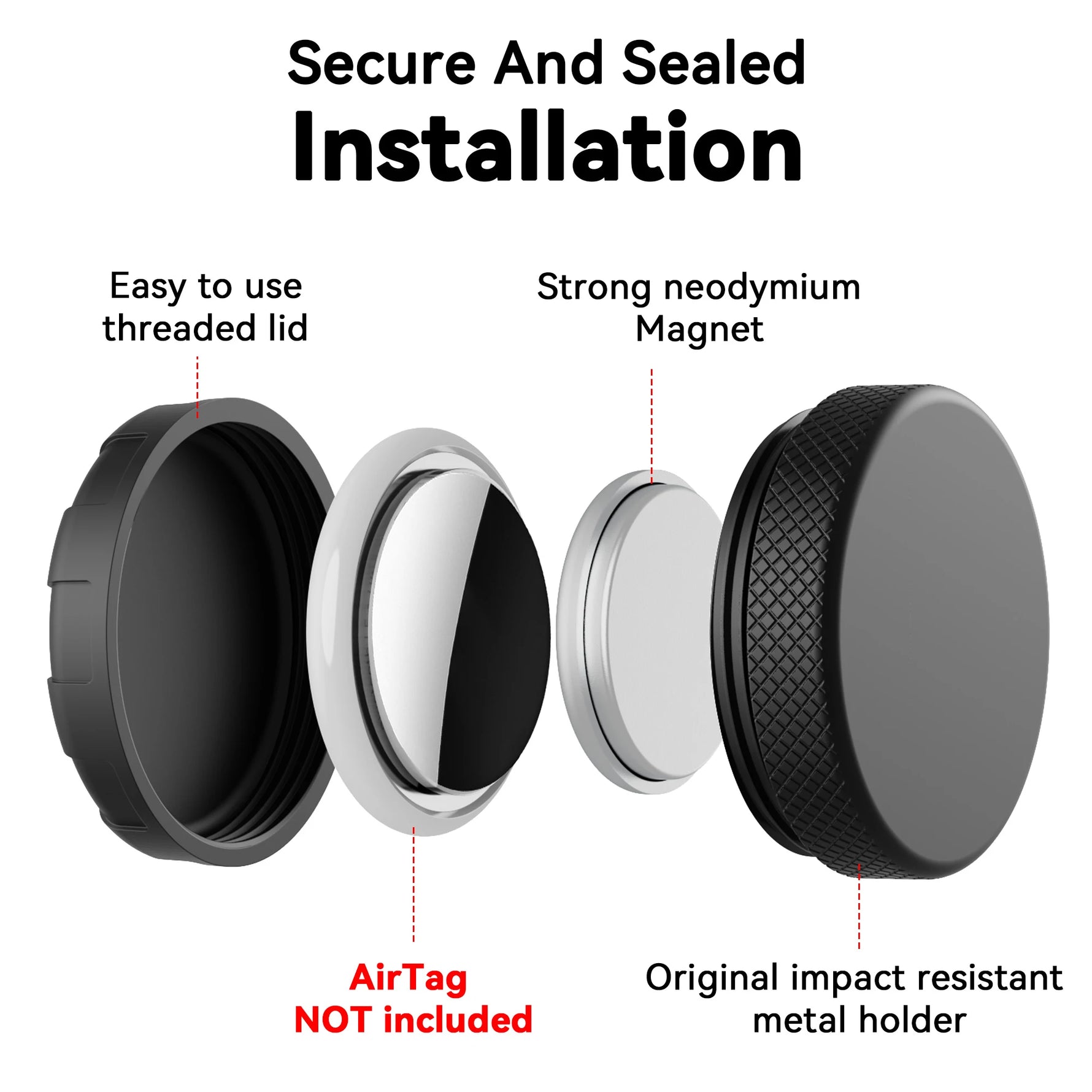 Waterproof Magnetic AirTag Holder with Strong Neodymium Mount