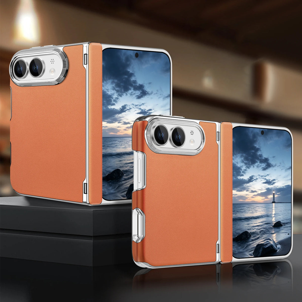 Leather-Feel MagSafe Foldable Case with Central Axis Hinge Protection for iPhone Duo