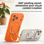 Liquid Silicone MagSafe Case with Rotating Ring Holder for iPhone 17 Series
