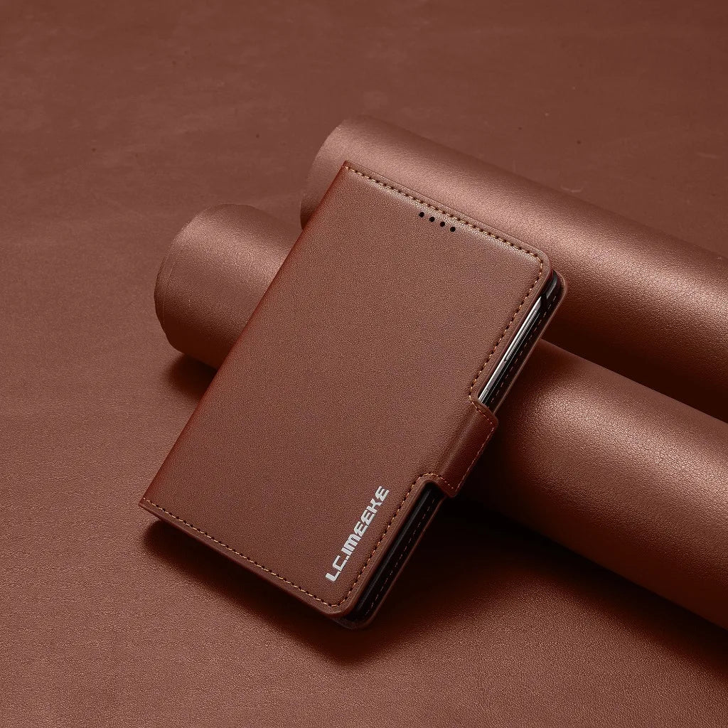 Genuine Leather Hinge Protection Wallet Case with Magnetic S Pen Slot for Samsung Galaxy Z Fold 8