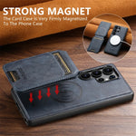 Samsung Galaxy S25 Ultra Magnetic PU Leather Case with Detachable Card Holder